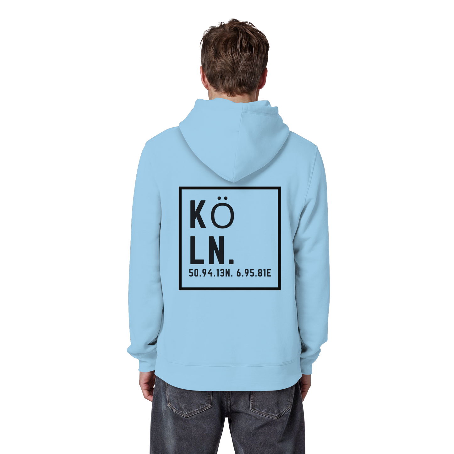 Köln Koordinaten (großer Druck auf dem Rücken) - Organic Basic Hoodie