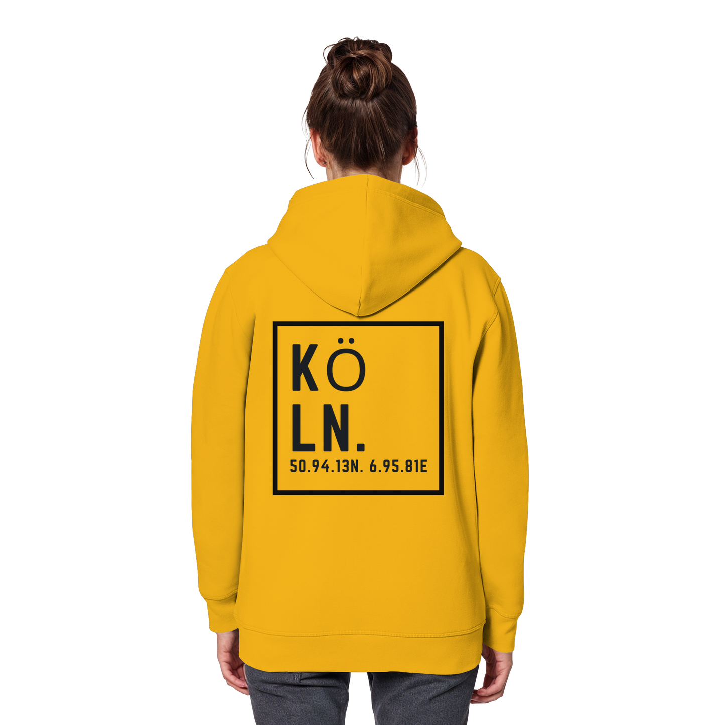 Köln Koordinaten (großer Druck auf dem Rücken) - Organic Basic Hoodie