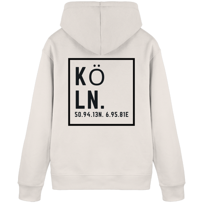 Köln Koordinaten (großer Druck auf dem Rücken) - Organic Basic Hoodie