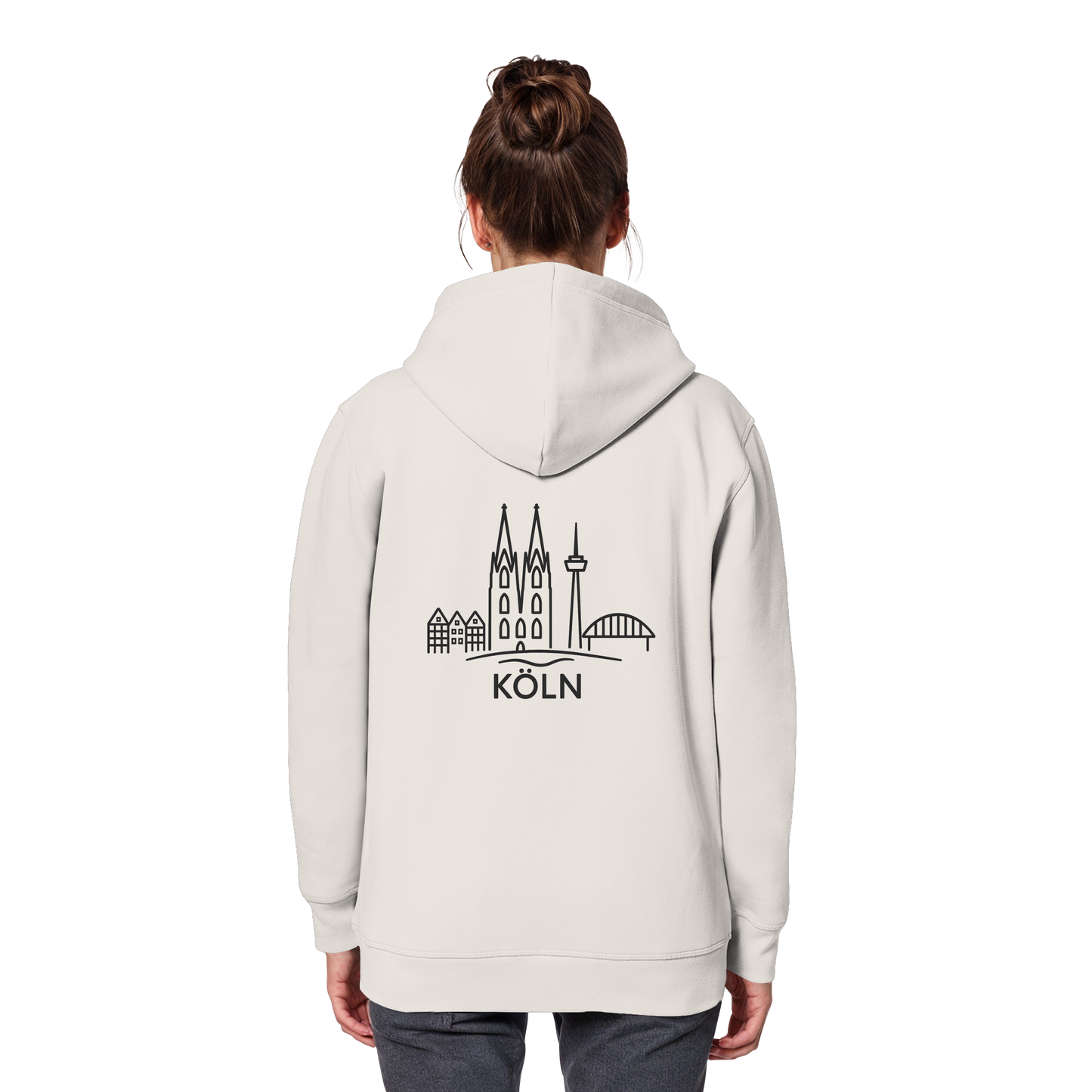 Köln Skyline (großer Druck auf dem Rücken) - Organic Basic Hoodie