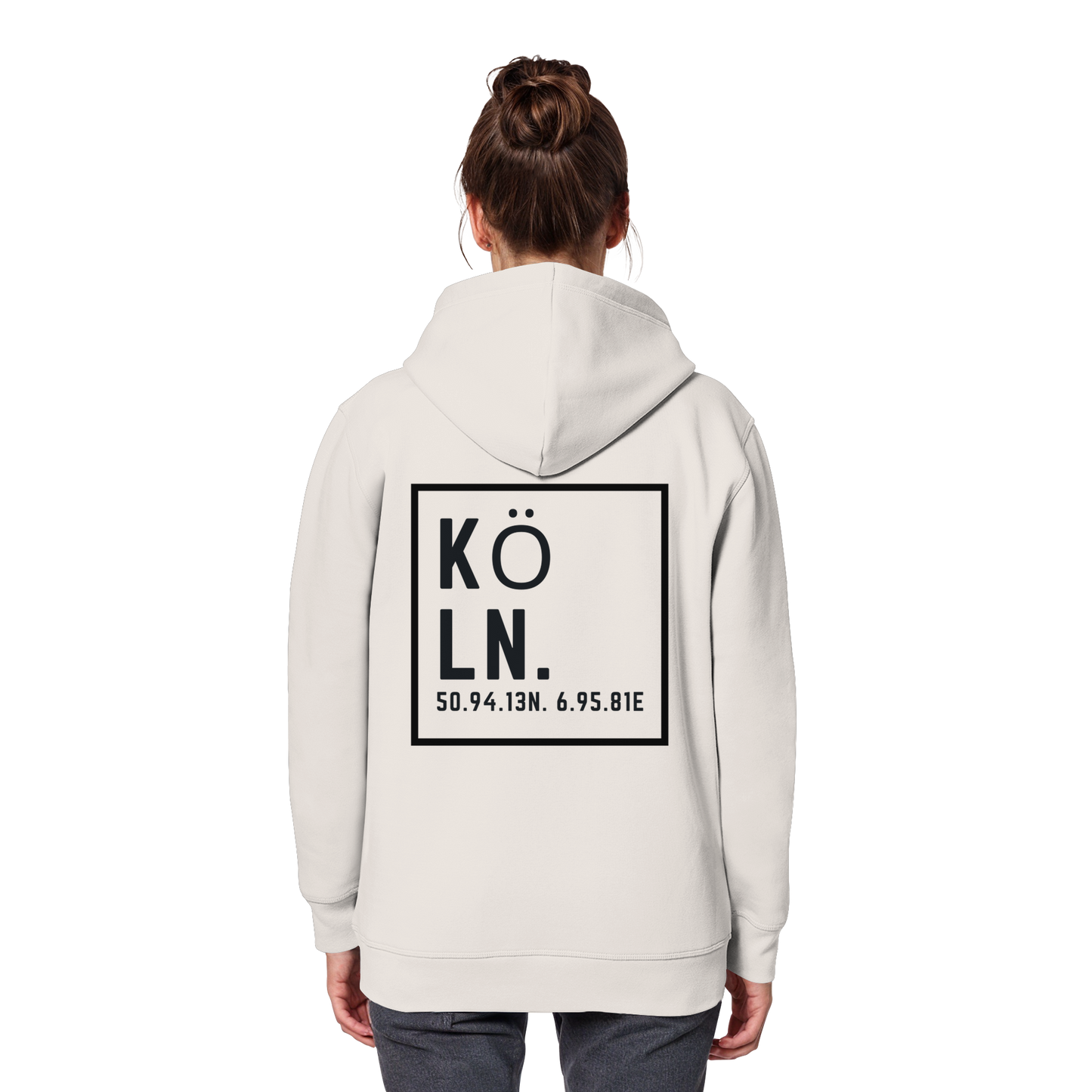 Köln Koordinaten (großer Druck auf dem Rücken) - Organic Basic Hoodie
