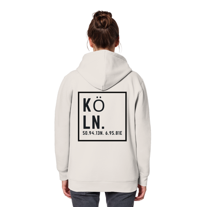 Köln Koordinaten (großer Druck auf dem Rücken) - Organic Basic Hoodie
