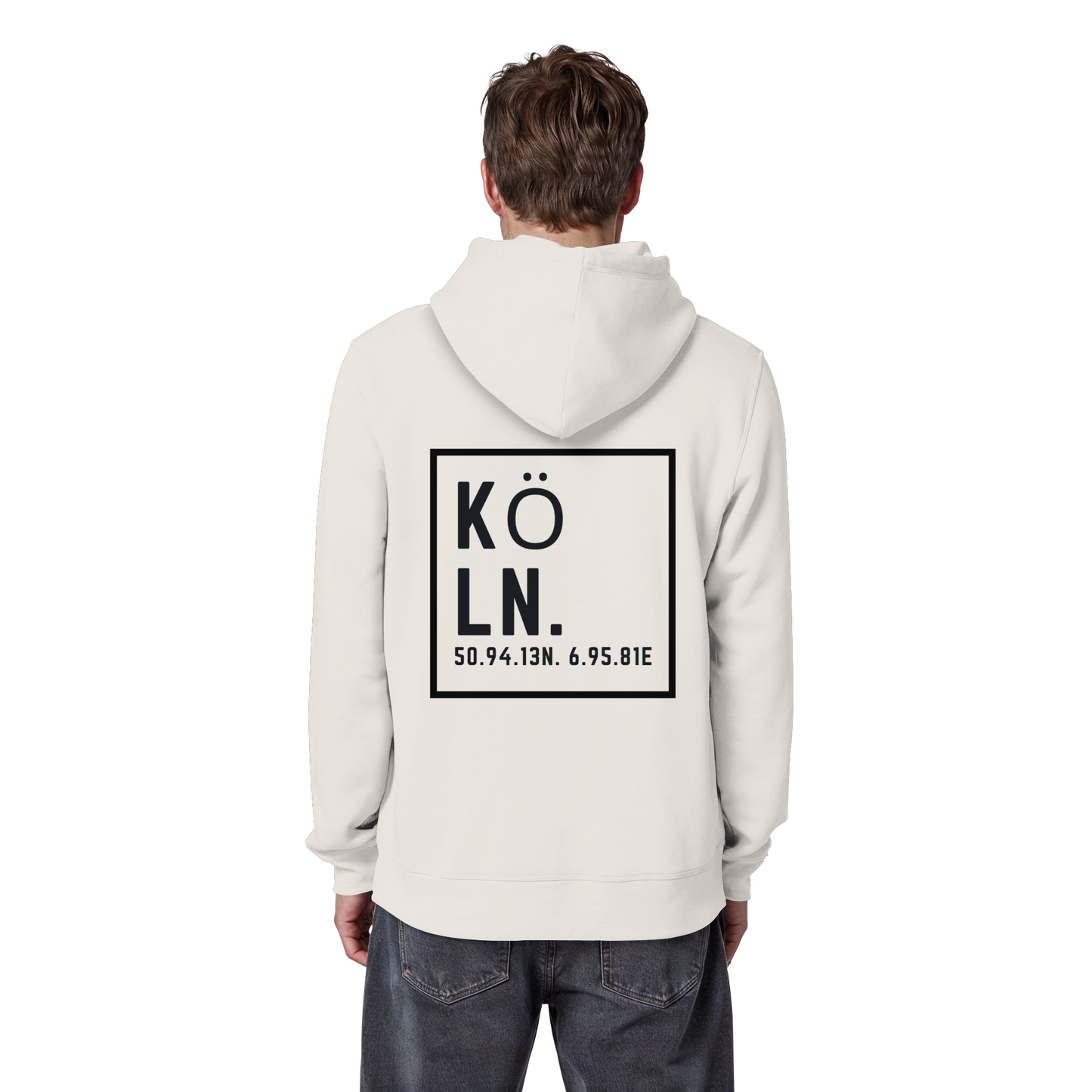 Köln Koordinaten (großer Druck auf dem Rücken) - Organic Basic Hoodie