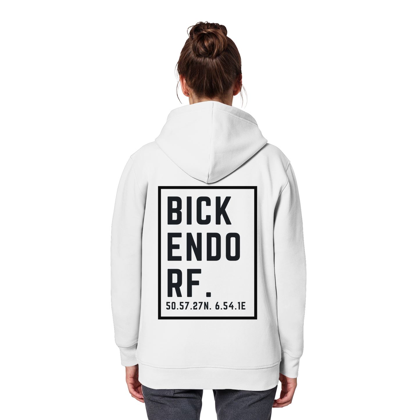Bickendorf Koordinaten (großer Druck auf dem Rücken) - Organic Basic Hoodie
