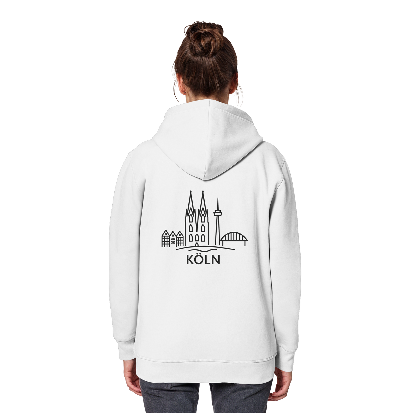 Köln Skyline (großer Druck auf dem Rücken) - Organic Basic Hoodie