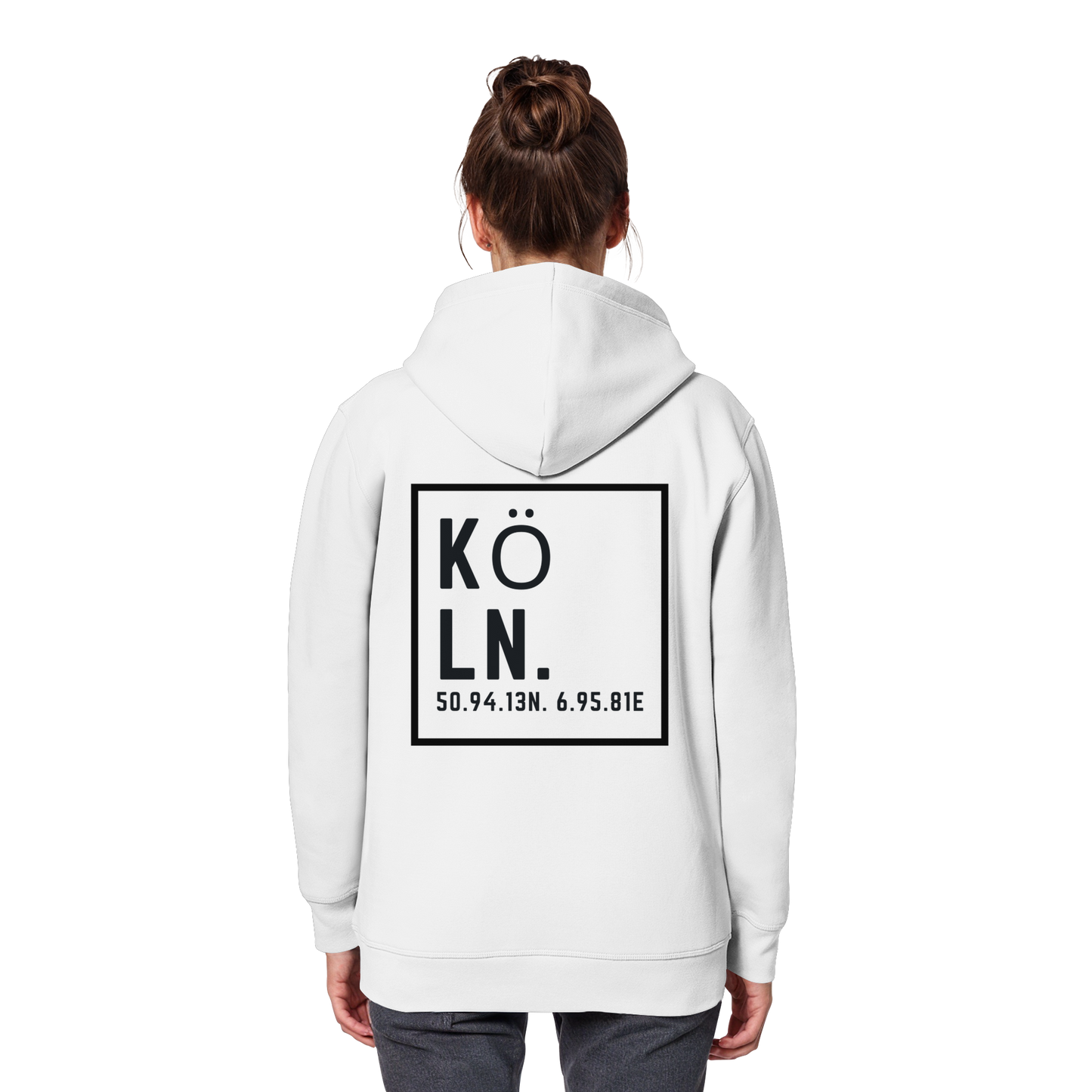 Köln Koordinaten (großer Druck auf dem Rücken) - Organic Basic Hoodie