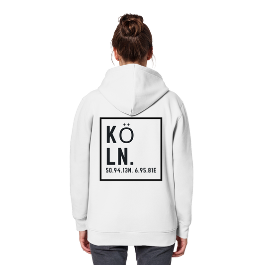 Köln Koordinaten (großer Druck auf dem Rücken) - Organic Basic Hoodie