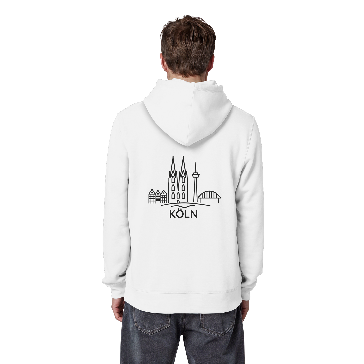 Köln Skyline (großer Druck auf dem Rücken) - Organic Basic Hoodie