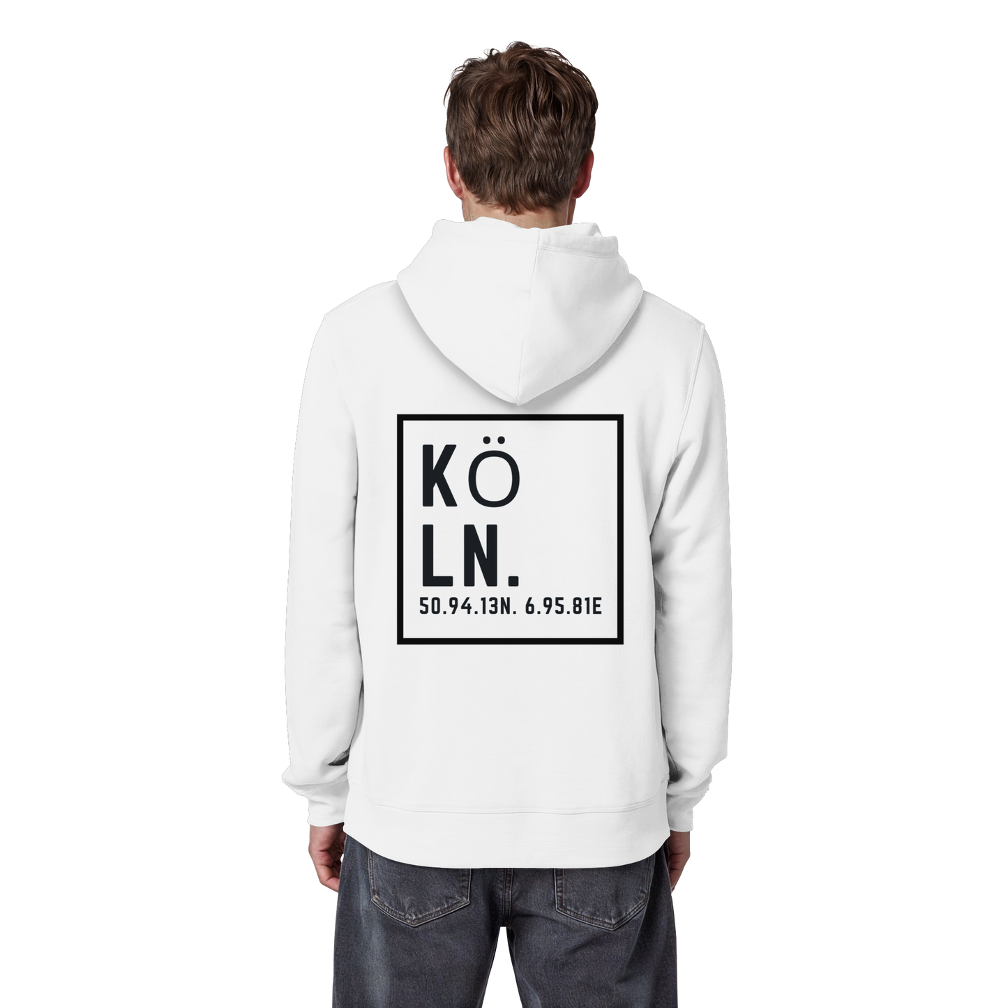Köln Koordinaten (großer Druck auf dem Rücken) - Organic Basic Hoodie