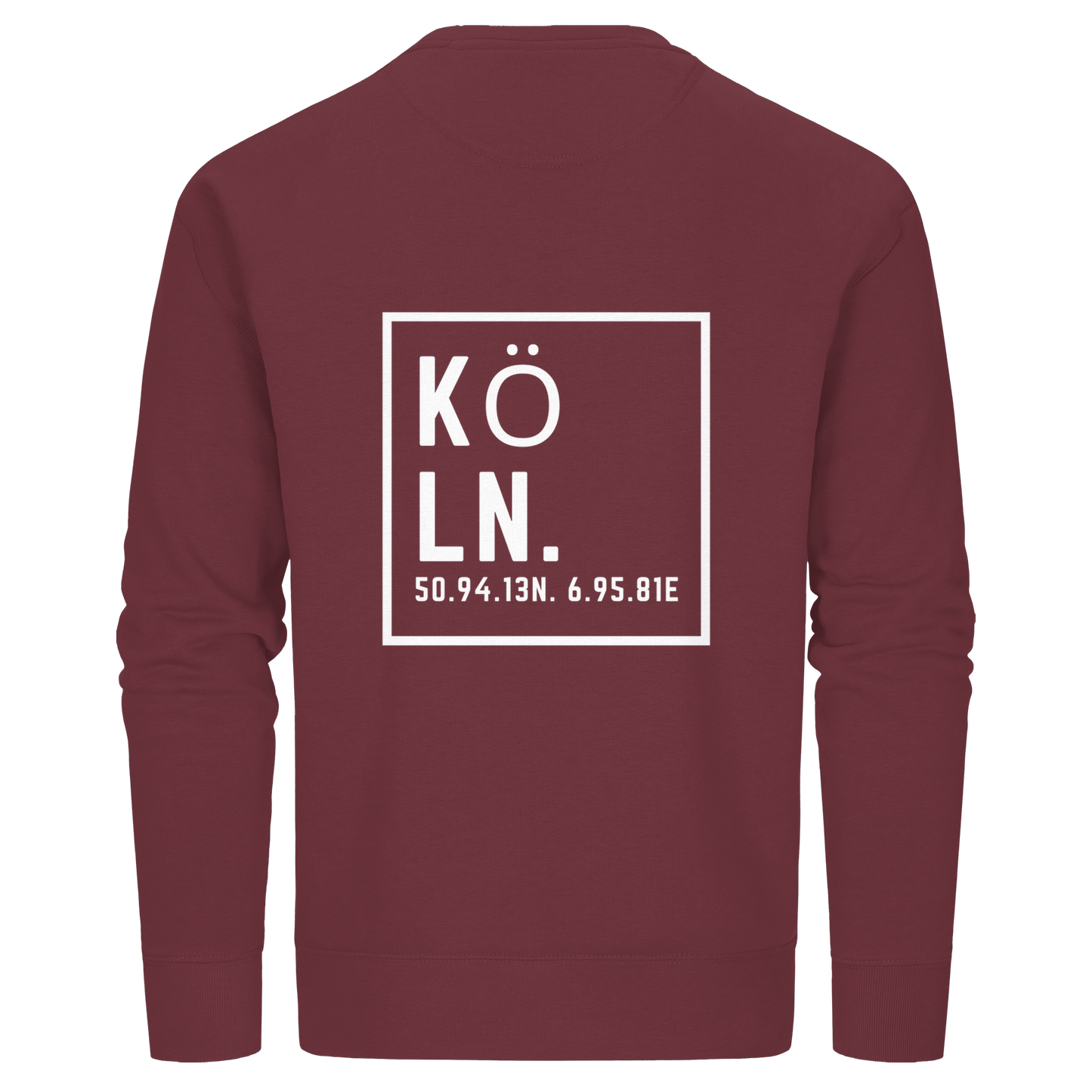 Köln Koordinaten (großer Druck auf dem Rücken) - Organic Basic Unisex Sweatshirt