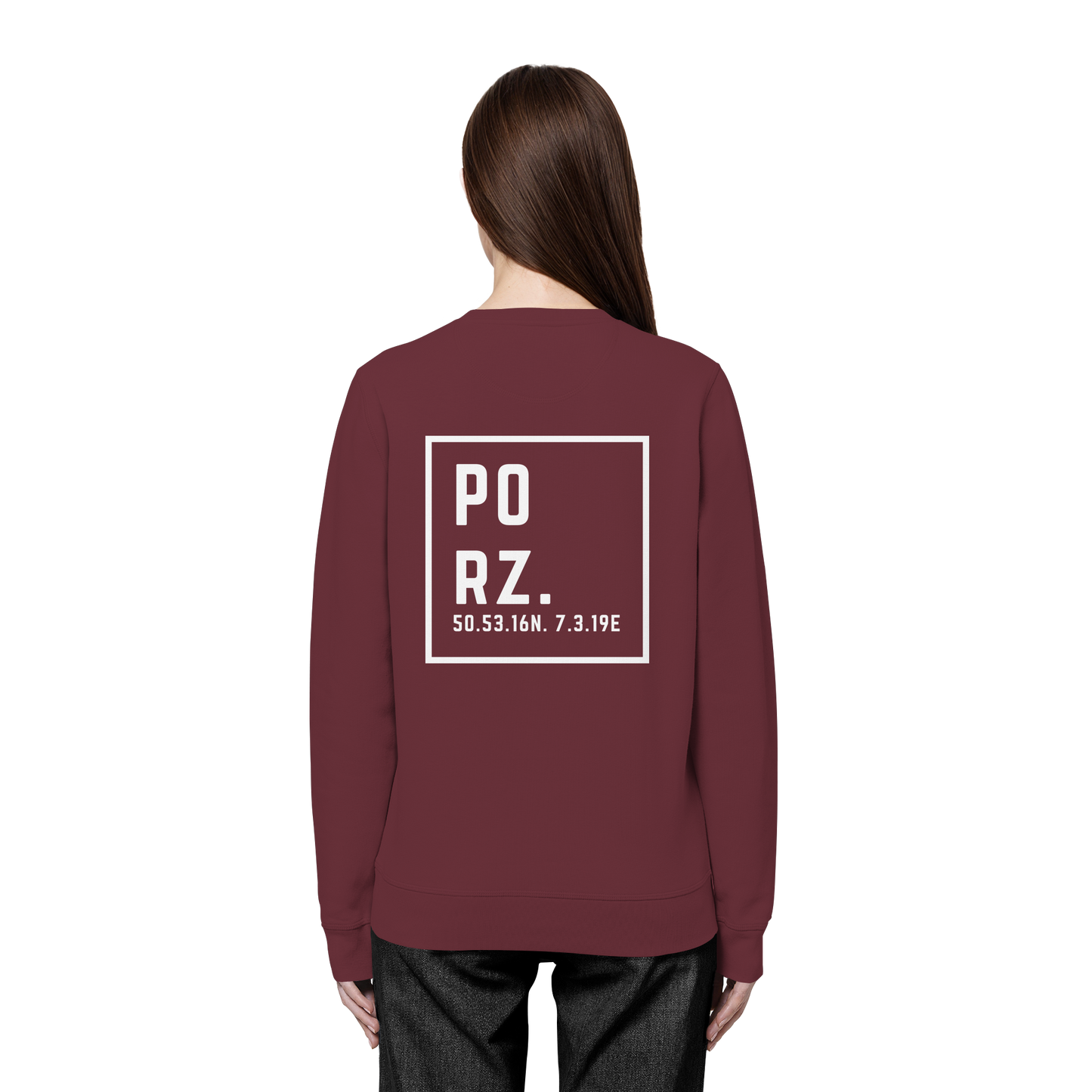 Porz Koordinaten (großer Druck Rücken) - Organic Basic Unisex Sweatshirt