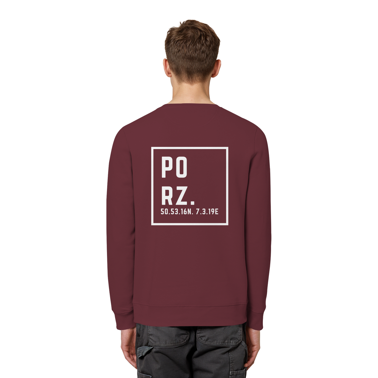 Porz Koordinaten (großer Druck Rücken) - Organic Basic Unisex Sweatshirt