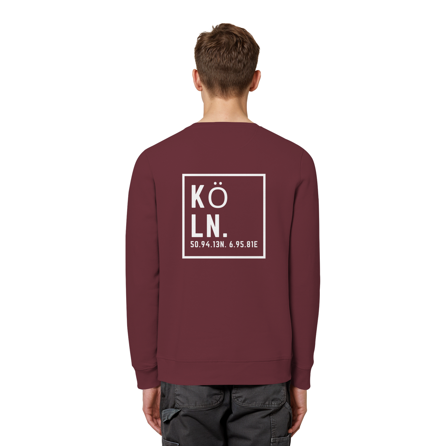 Köln Koordinaten (großer Druck auf dem Rücken) - Organic Basic Unisex Sweatshirt