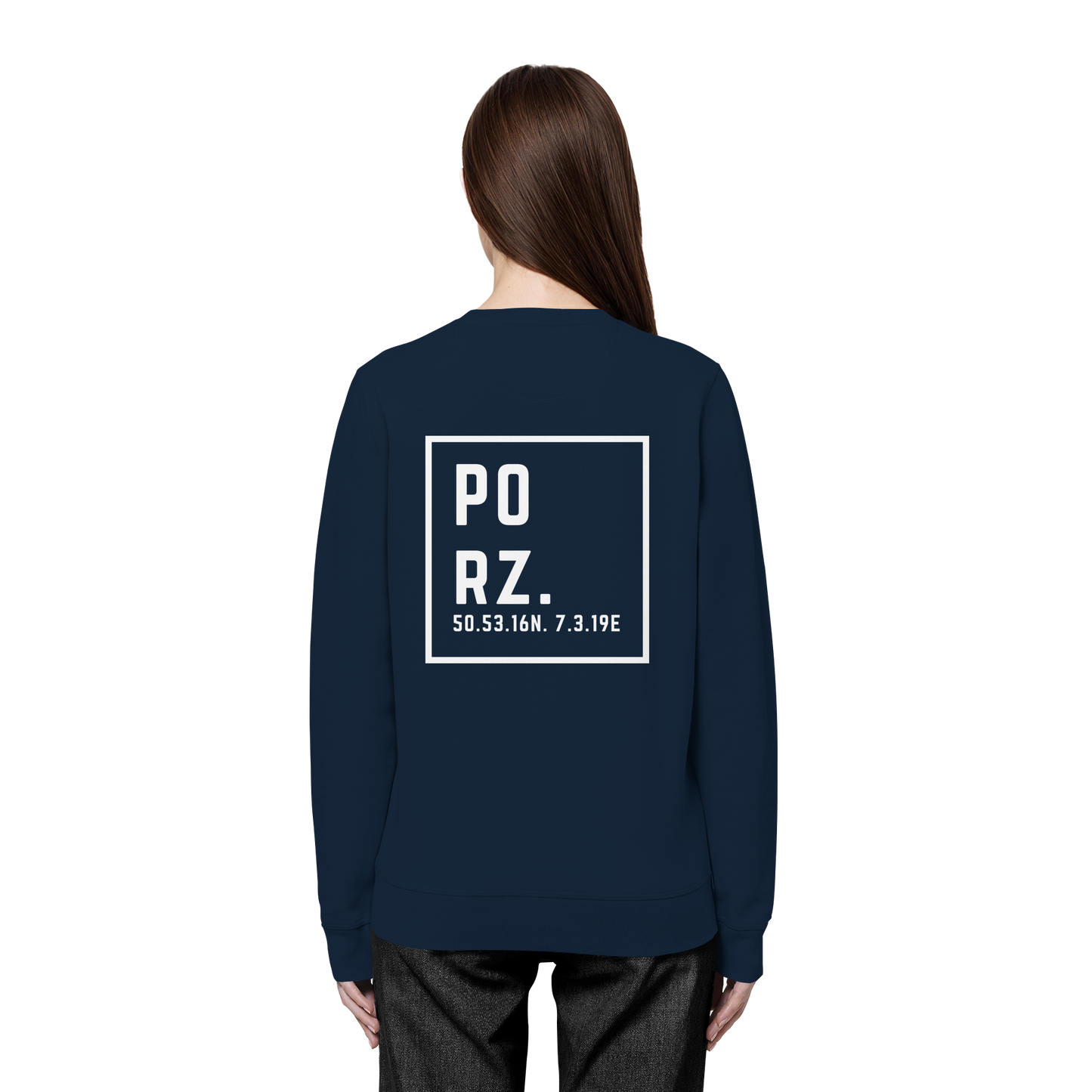 Porz Koordinaten (großer Druck Rücken) - Organic Basic Unisex Sweatshirt