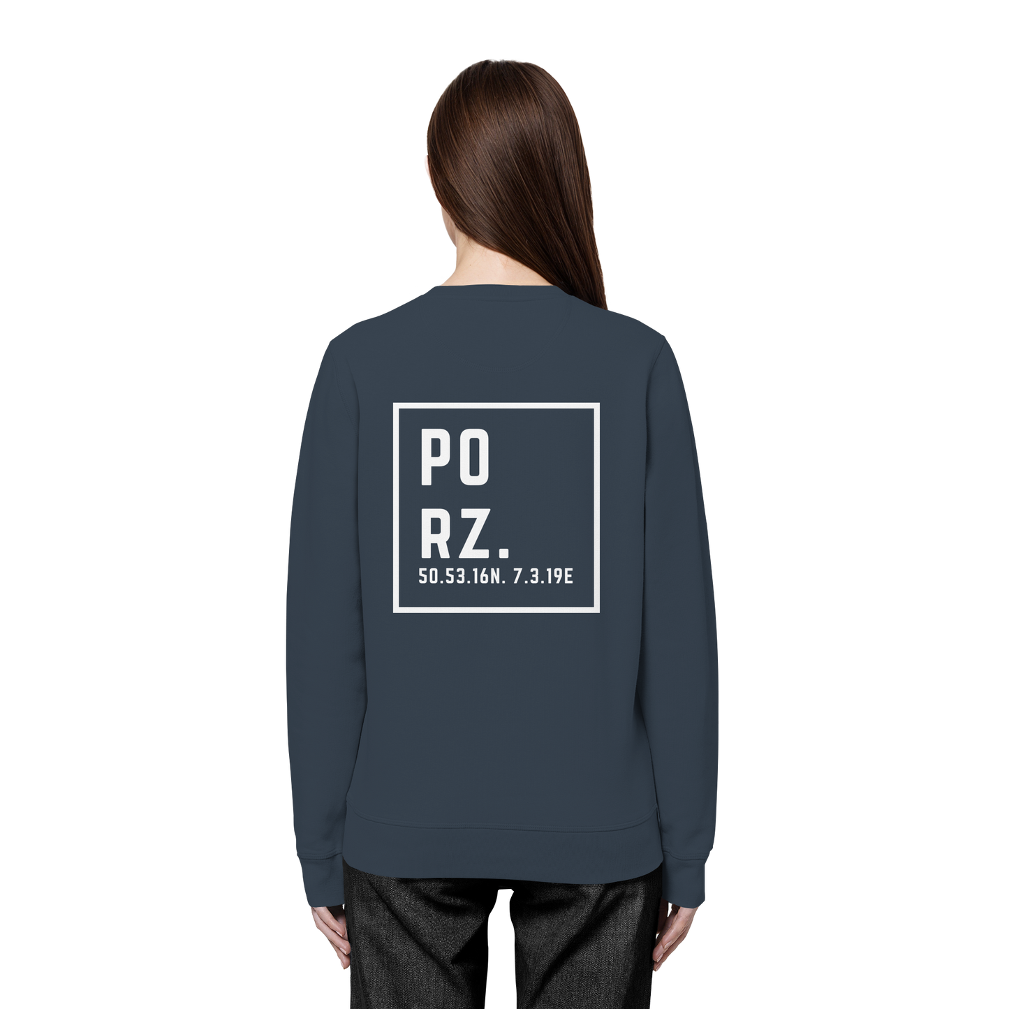 Porz Koordinaten (großer Druck Rücken) - Organic Basic Unisex Sweatshirt