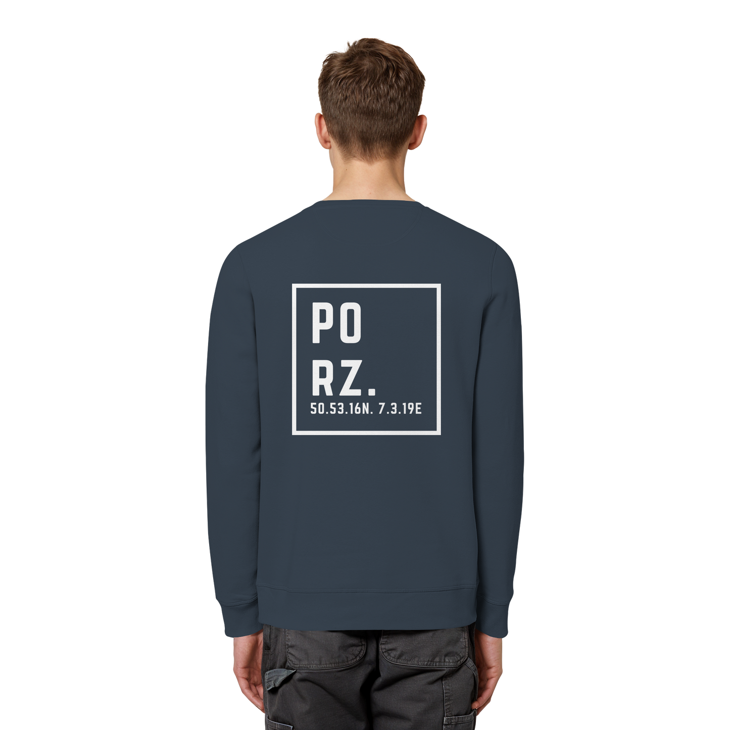 Porz Koordinaten (großer Druck Rücken) - Organic Basic Unisex Sweatshirt