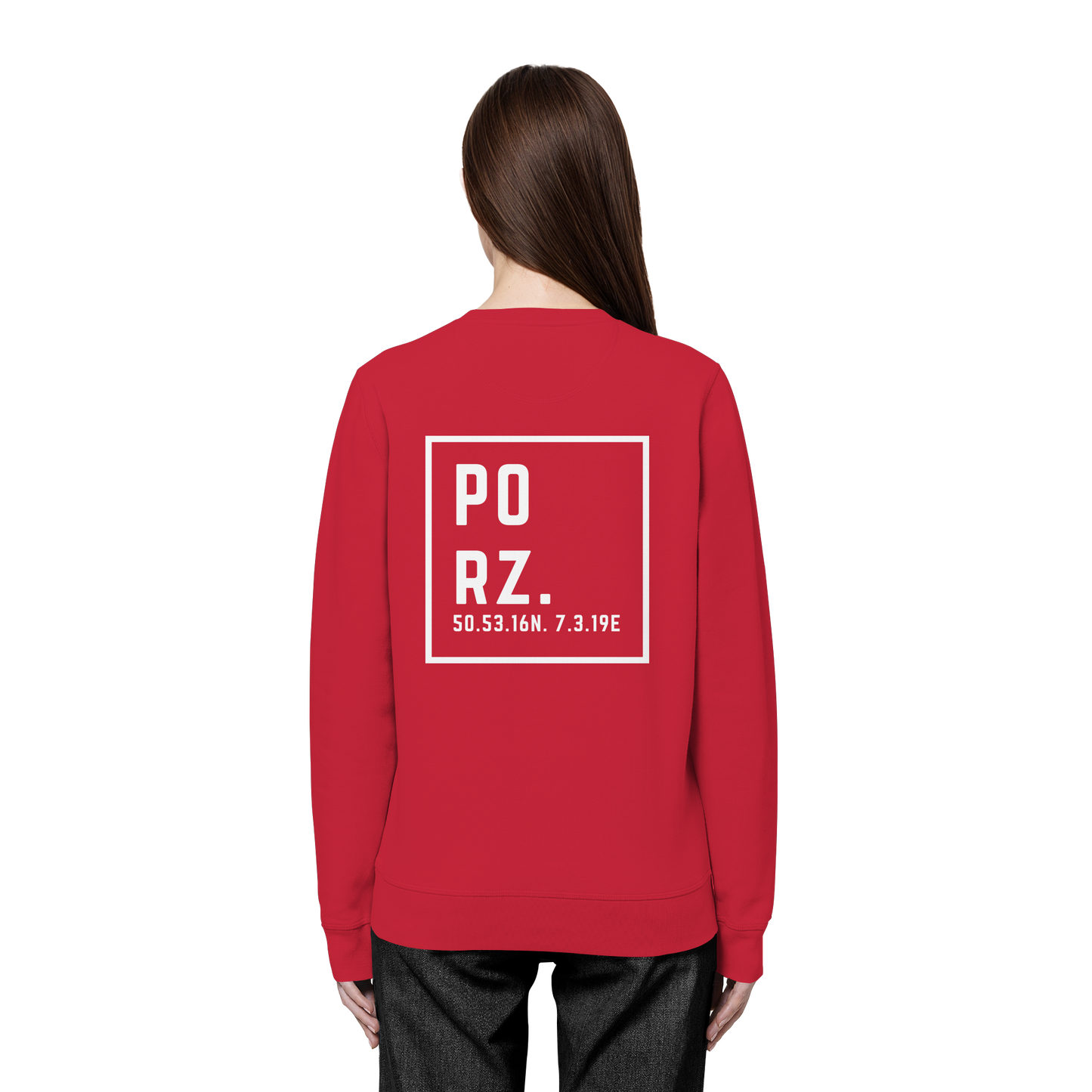 Porz Koordinaten (großer Druck Rücken) - Organic Basic Unisex Sweatshirt