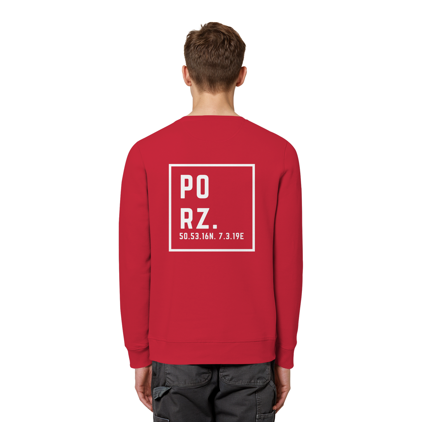 Porz Koordinaten (großer Druck Rücken) - Organic Basic Unisex Sweatshirt