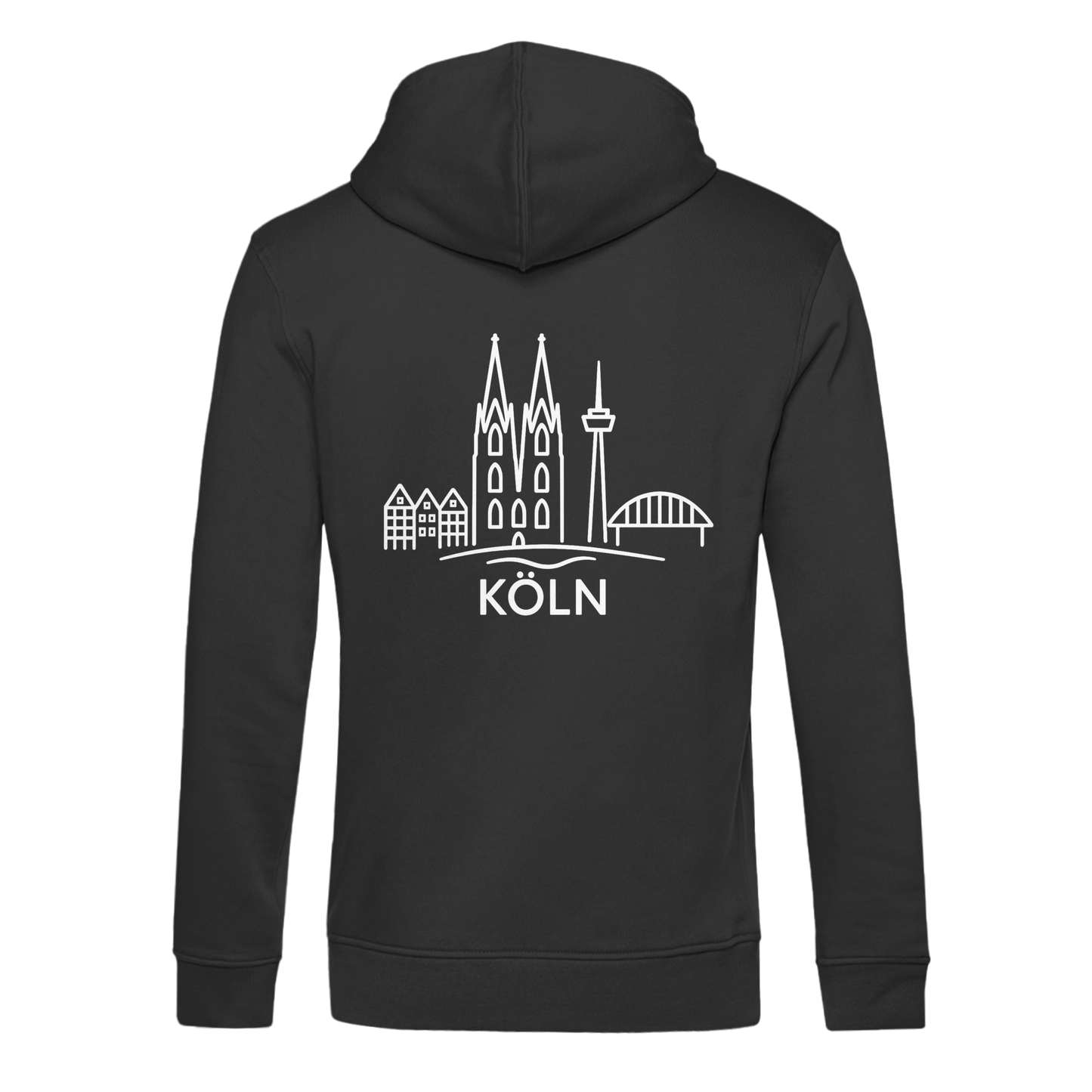 Köln Skyline (großer Druck auf dem Rücken) - Organic Hoodie B&C