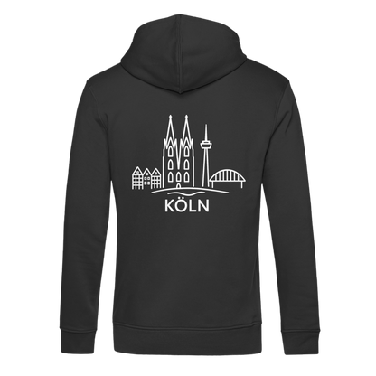 Köln Skyline (großer Druck auf dem Rücken) - Organic Hoodie B&C