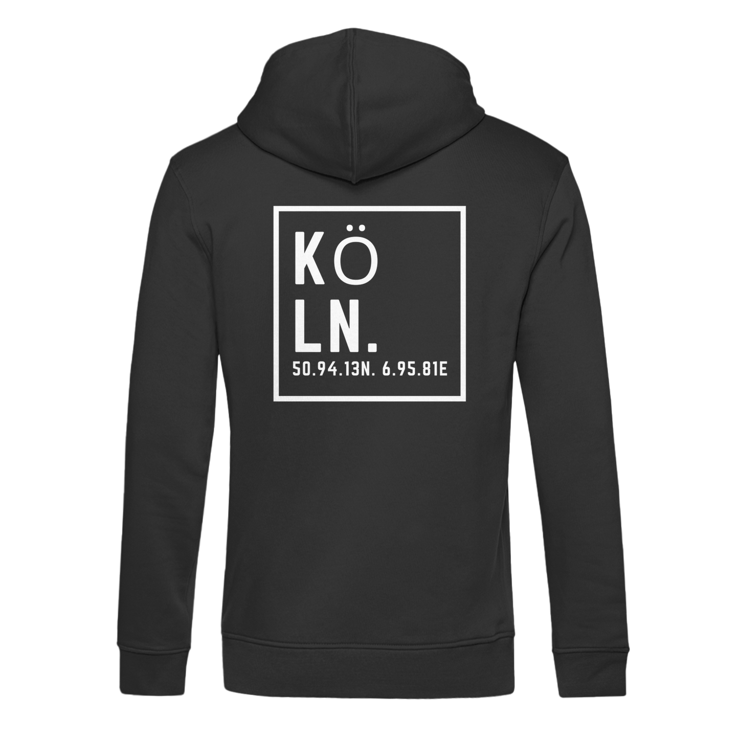 Köln Koordinaten (großer Druck auf dem Rücken) - Organic Hoodie B&C
