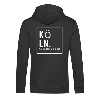 Köln Koordinaten (großer Druck auf dem Rücken) - Organic Hoodie B&C