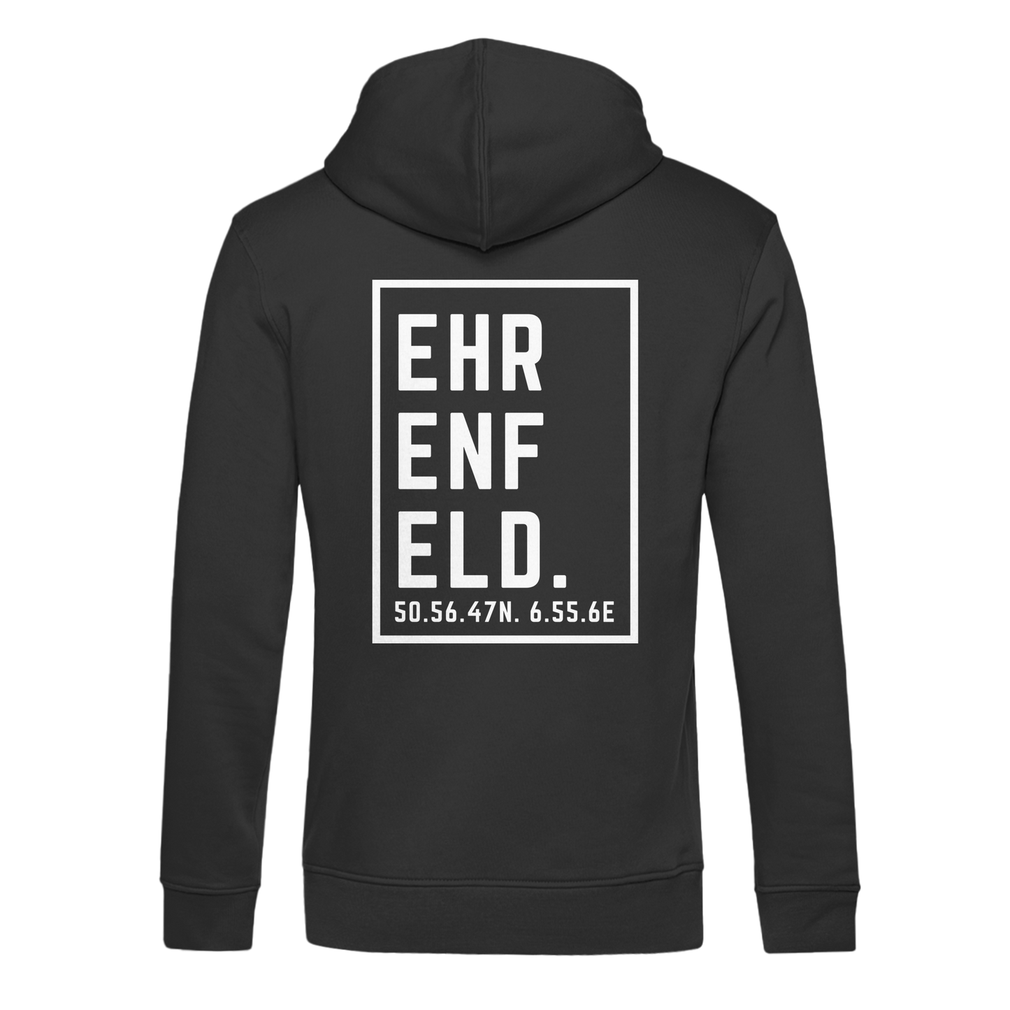 Ehrenfeld Koordinaten (großer Druck auf dem Rücken) - Organic Hoodie B&C