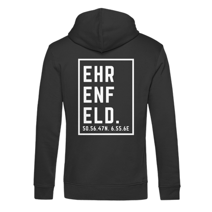 Ehrenfeld Koordinaten (großer Druck auf dem Rücken) - Organic Hoodie B&C
