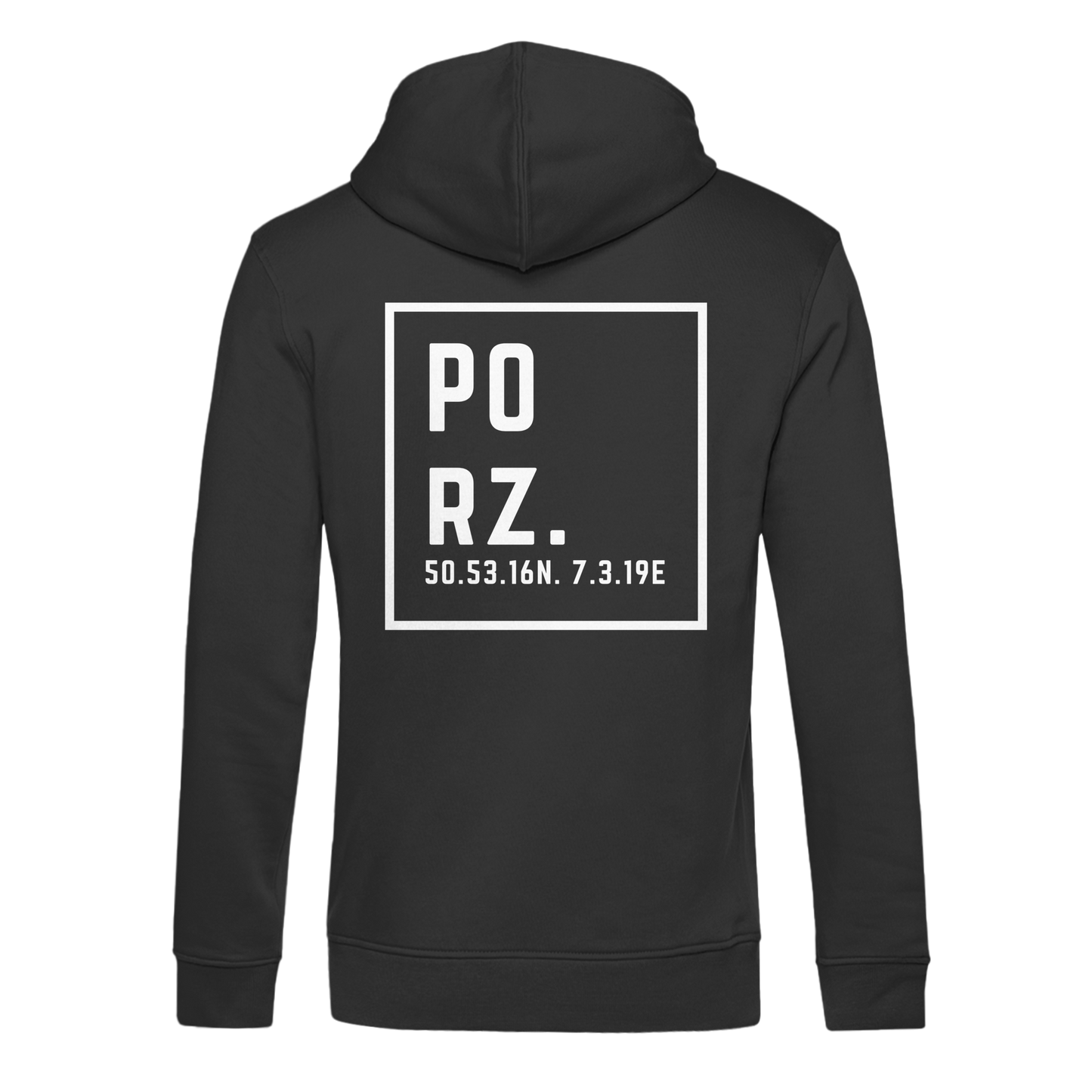 Porz Koordinaten (großer Druck Rücken) - Organic Hoodie B&C