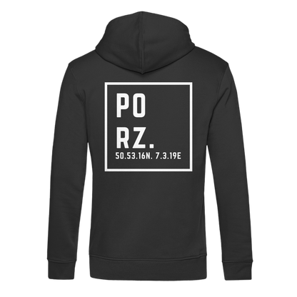Porz Koordinaten (großer Druck Rücken) - Organic Hoodie B&C