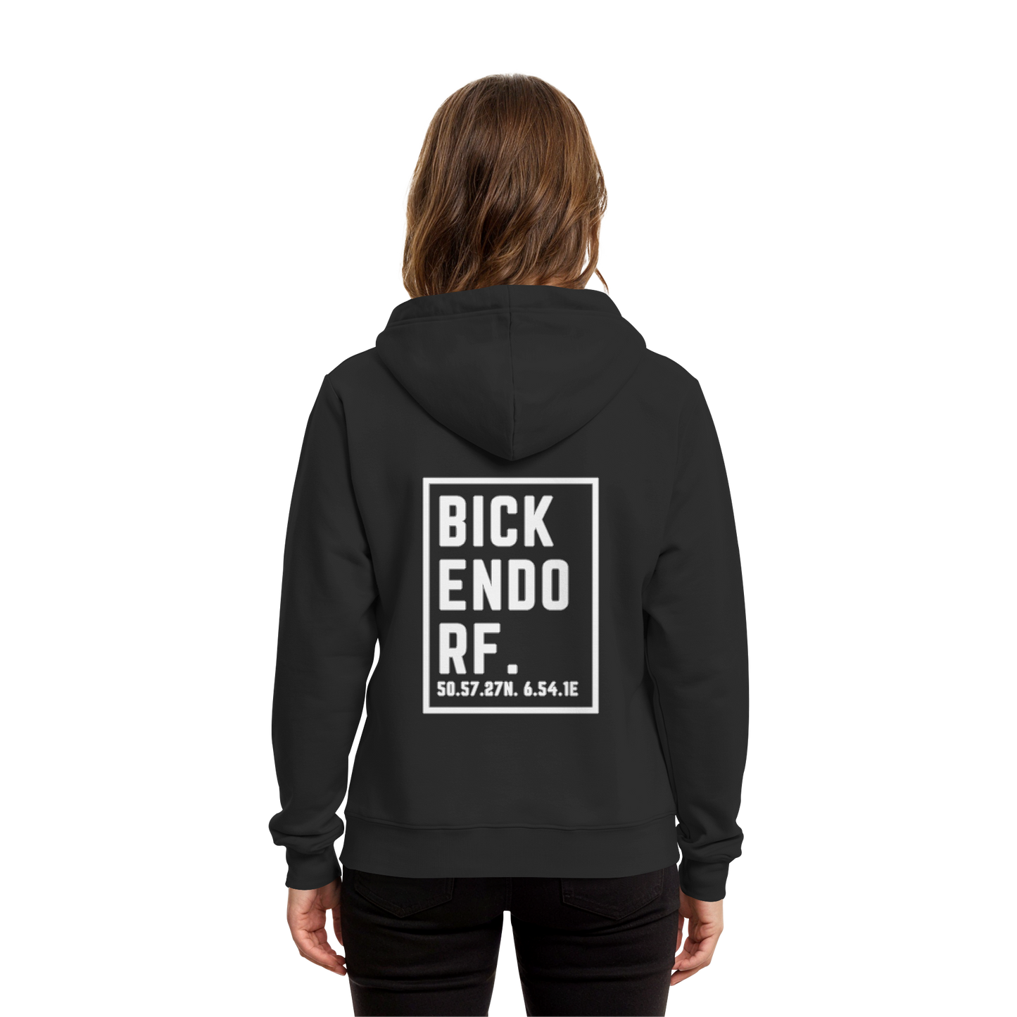 Bickendorf Koordinaten (großer Druck auf dem Rücken) - Organic Hoodie B&C