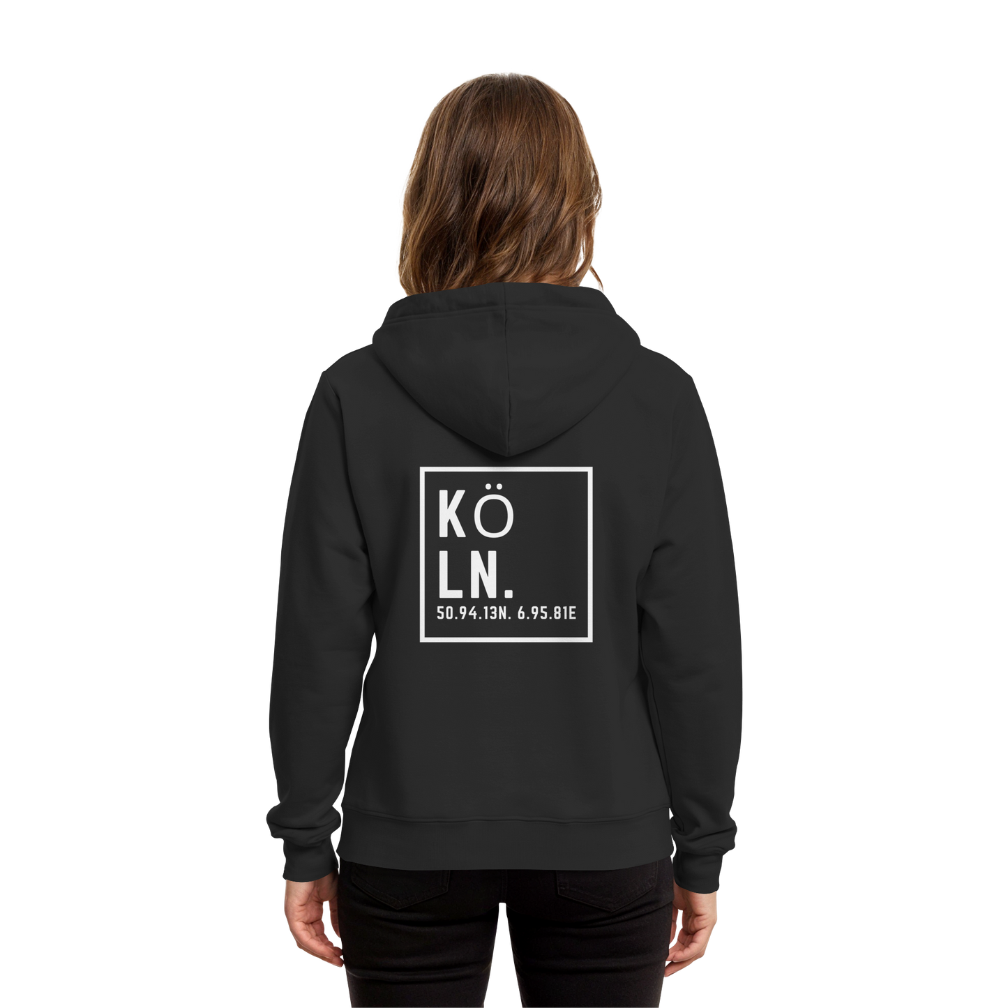 Köln Koordinaten (großer Druck auf dem Rücken) - Organic Hoodie B&C