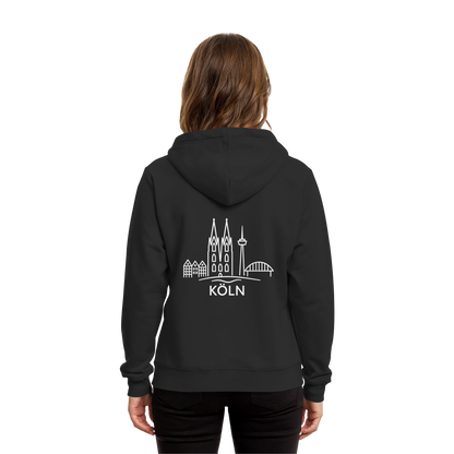 Köln Skyline (großer Druck auf dem Rücken) - Organic Hoodie B&C