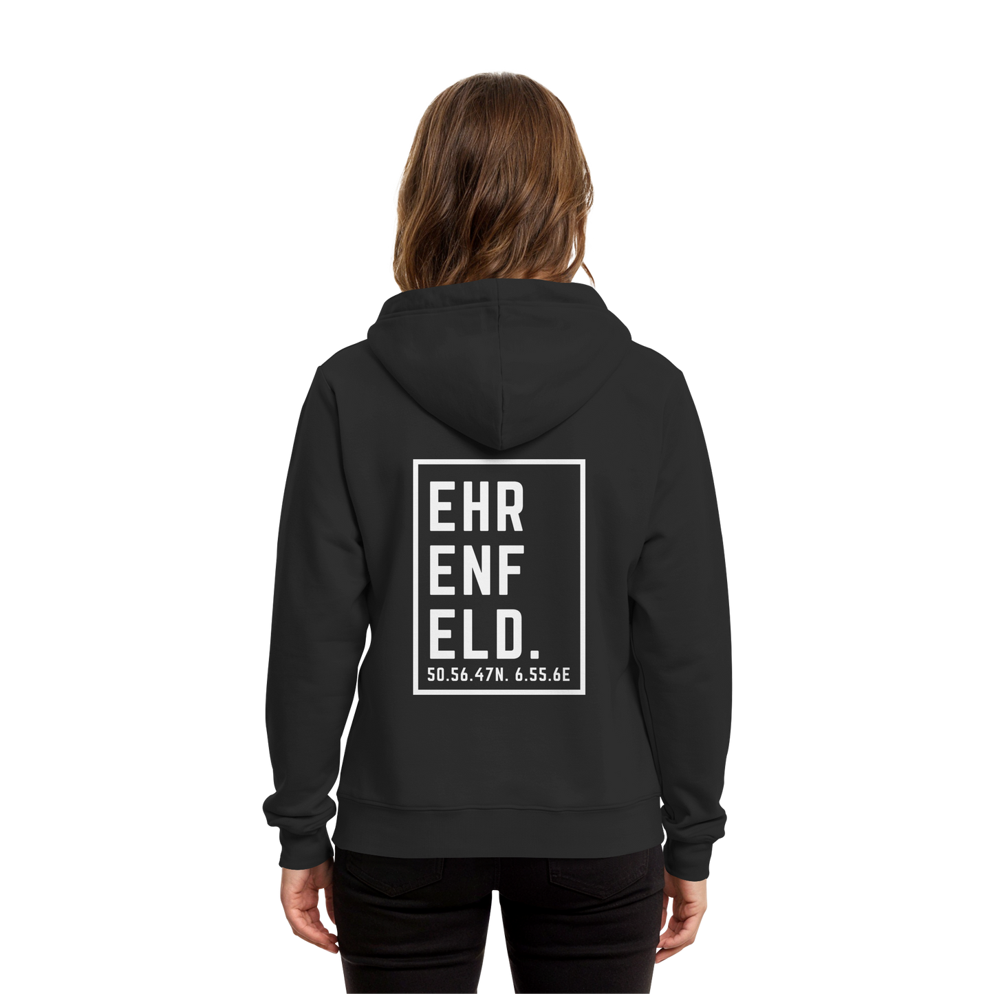 Ehrenfeld Koordinaten (großer Druck auf dem Rücken) - Organic Hoodie B&C