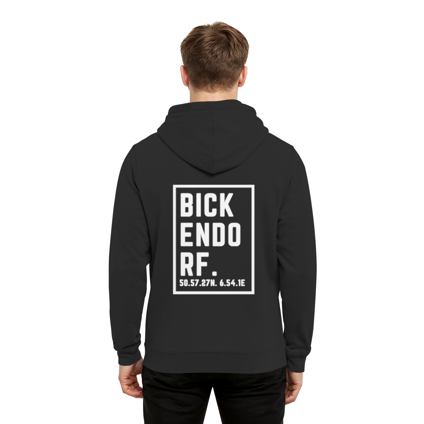 Bickendorf Koordinaten (großer Druck auf dem Rücken) - Organic Hoodie B&C