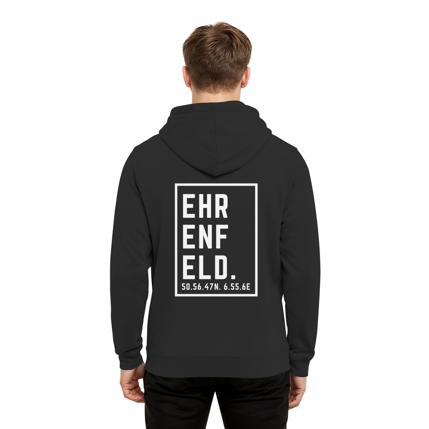 Ehrenfeld Koordinaten (großer Druck auf dem Rücken) - Organic Hoodie B&C