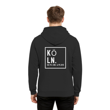 Köln Koordinaten (großer Druck auf dem Rücken) - Organic Hoodie B&C