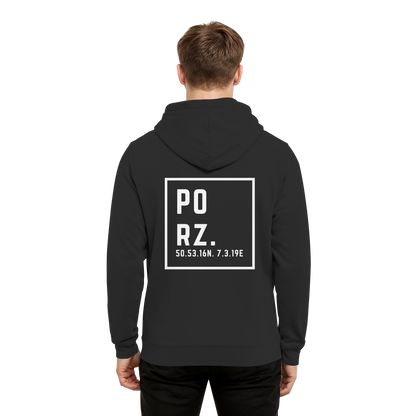 Porz Koordinaten (großer Druck Rücken) - Organic Hoodie B&C