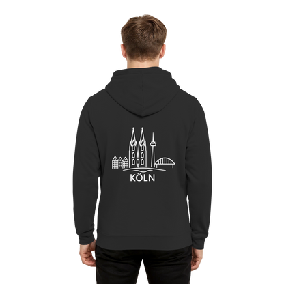 Köln Skyline (großer Druck auf dem Rücken) - Organic Hoodie B&C
