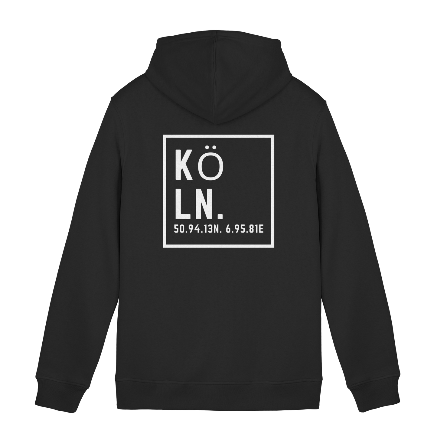 Köln Koordinaten (großer Druck auf dem Rücken) - Organic Hoodie B&C