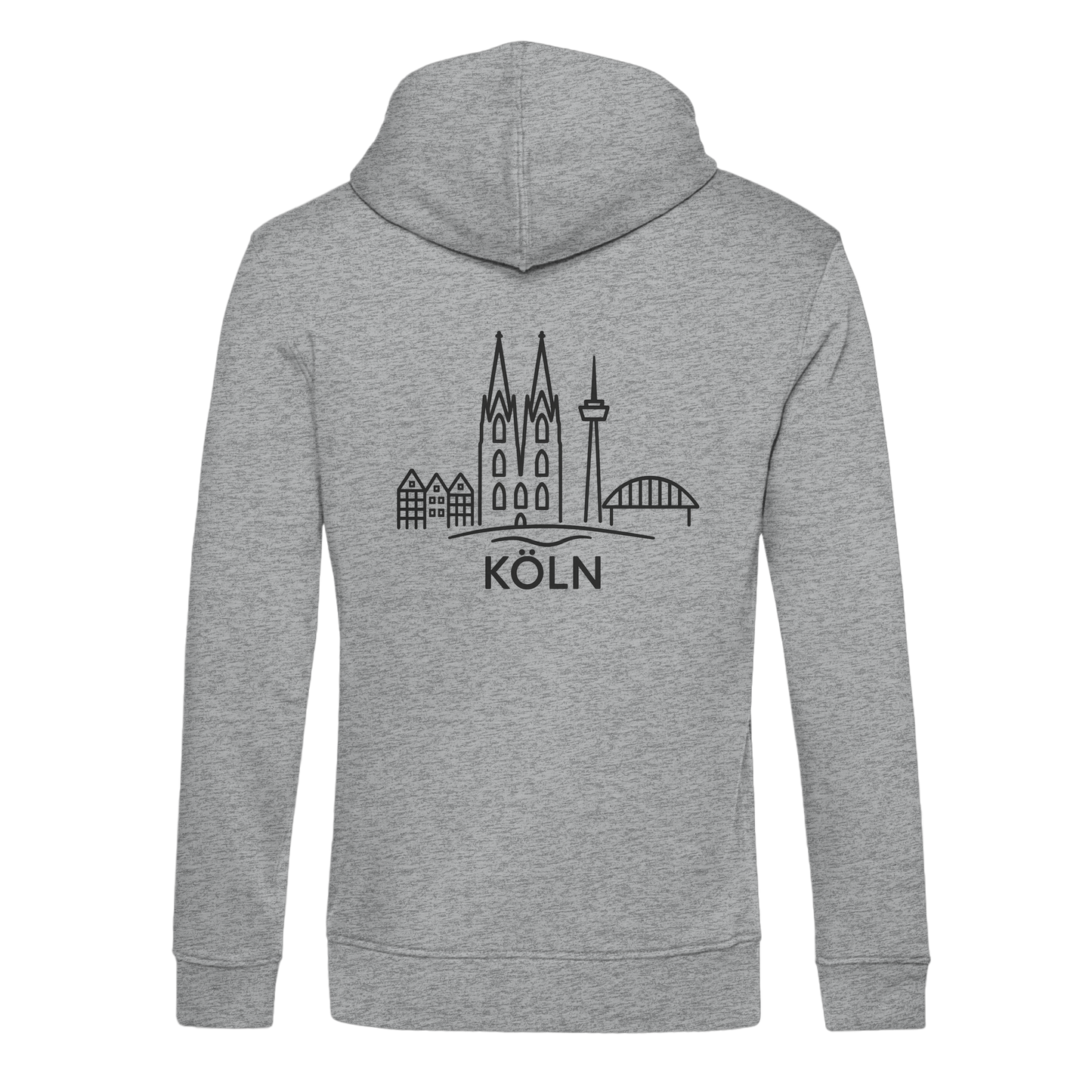 Köln Skyline (großer Druck auf dem Rücken) - Organic Hoodie B&C