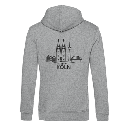 Köln Skyline (großer Druck auf dem Rücken) - Organic Hoodie B&C