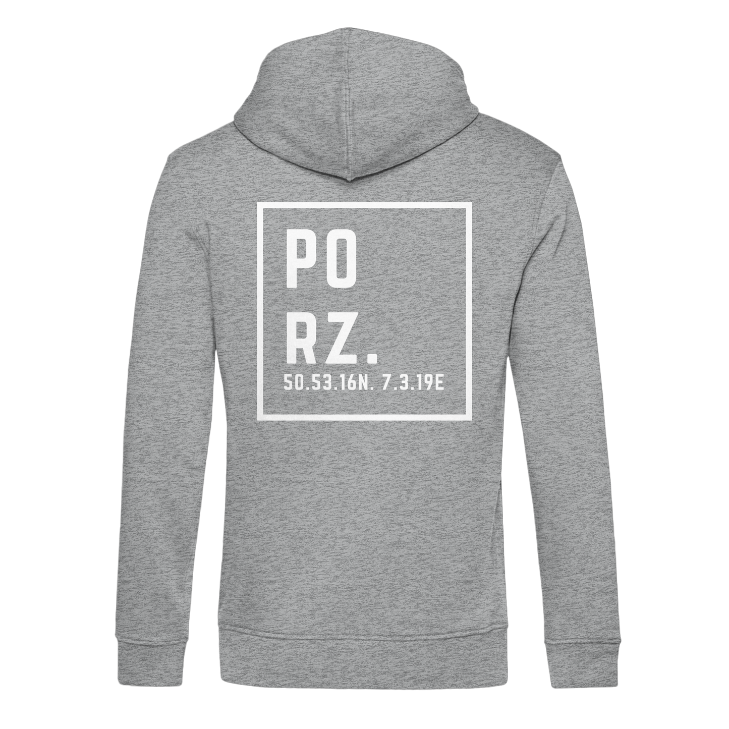 Porz Koordinaten (großer Druck Rücken) - Organic Hoodie B&C