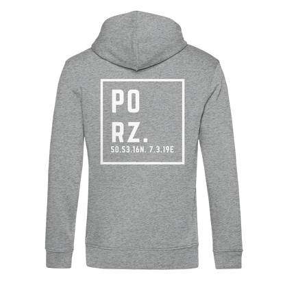 Porz Koordinaten (großer Druck Rücken) - Organic Hoodie B&C