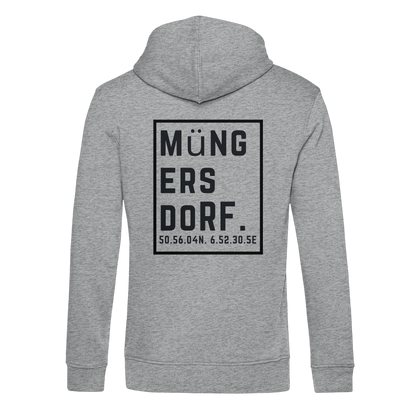 Müngersdorf Koordinaten (großer Druck auf dem Rücken) - Organic Hoodie B&C