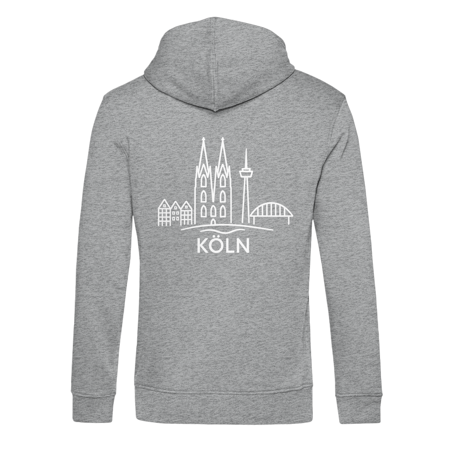 Köln Skyline (großer Druck auf dem Rücken) - Organic Hoodie B&C