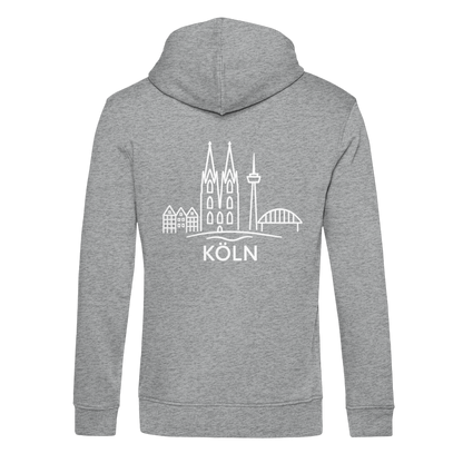 Köln Skyline (großer Druck auf dem Rücken) - Organic Hoodie B&C