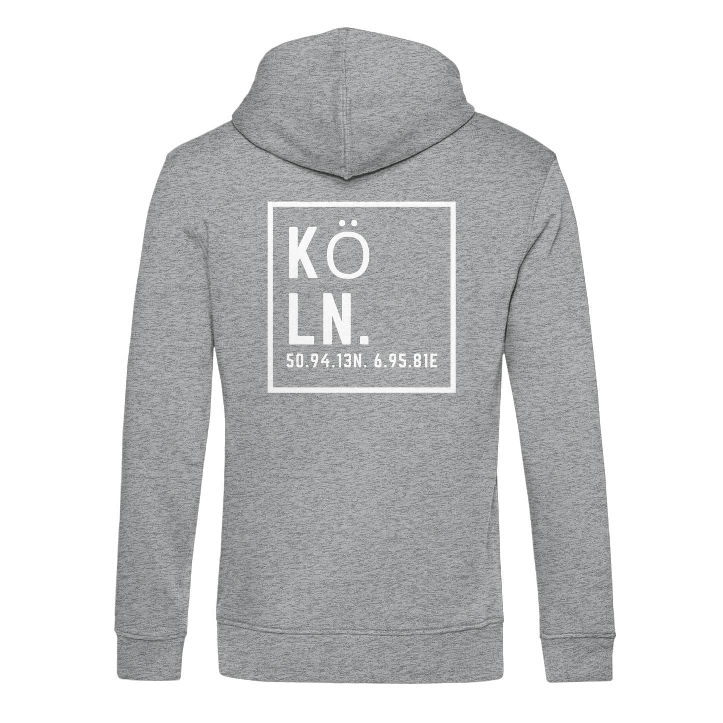 Köln Koordinaten (großer Druck auf dem Rücken) - Organic Hoodie B&C