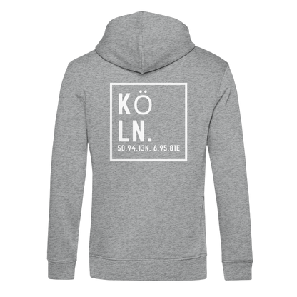 Köln Koordinaten (großer Druck auf dem Rücken) - Organic Hoodie B&C