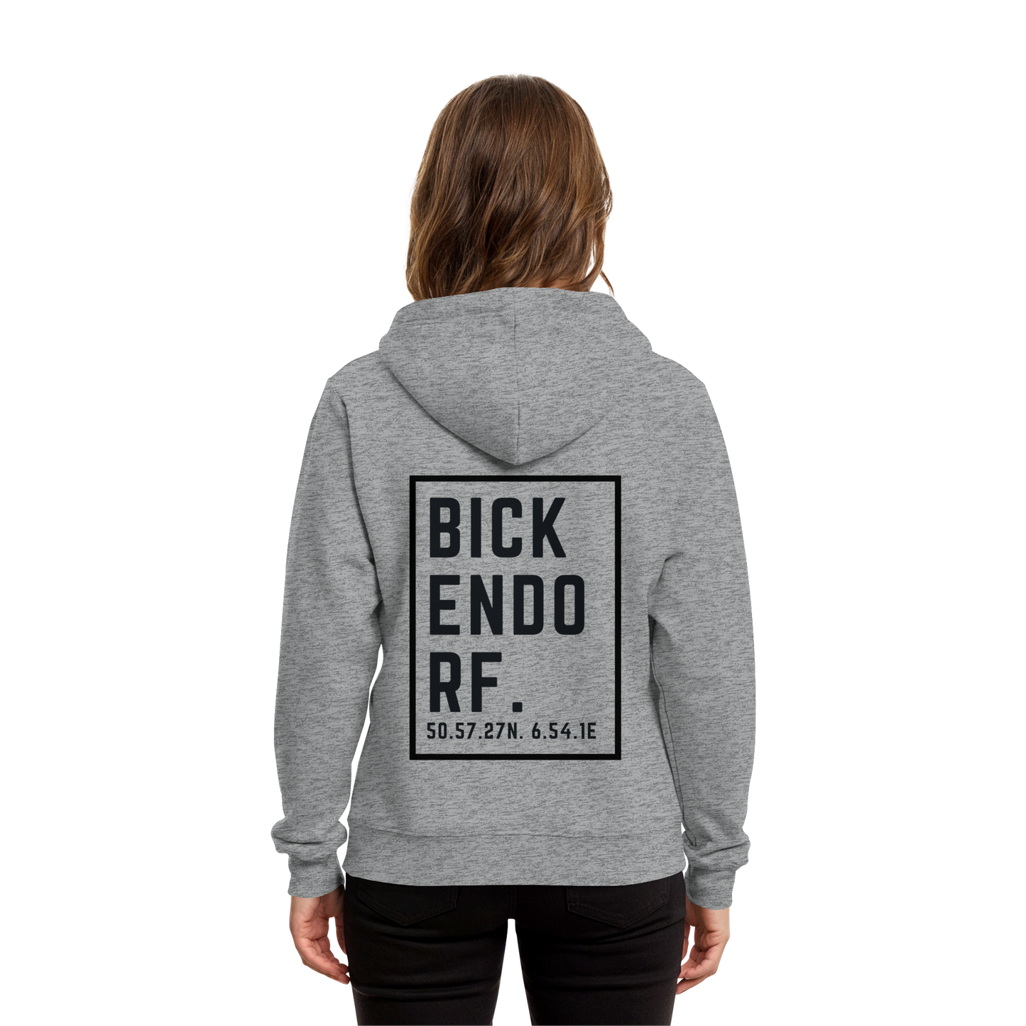 Bickendorf Koordinaten (großer Druck auf dem Rücken) - Organic Hoodie B&C